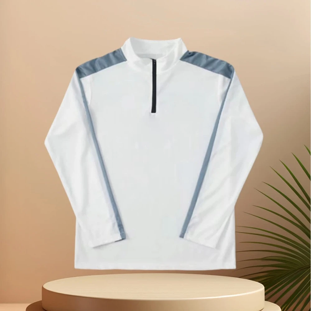 メンズ ストライプ ランニング スポーツ 長袖 Tシャツ スタンドカラー ハーフジップ カラーブロック フィットネス トレーニング 伸縮性 速乾 トップス