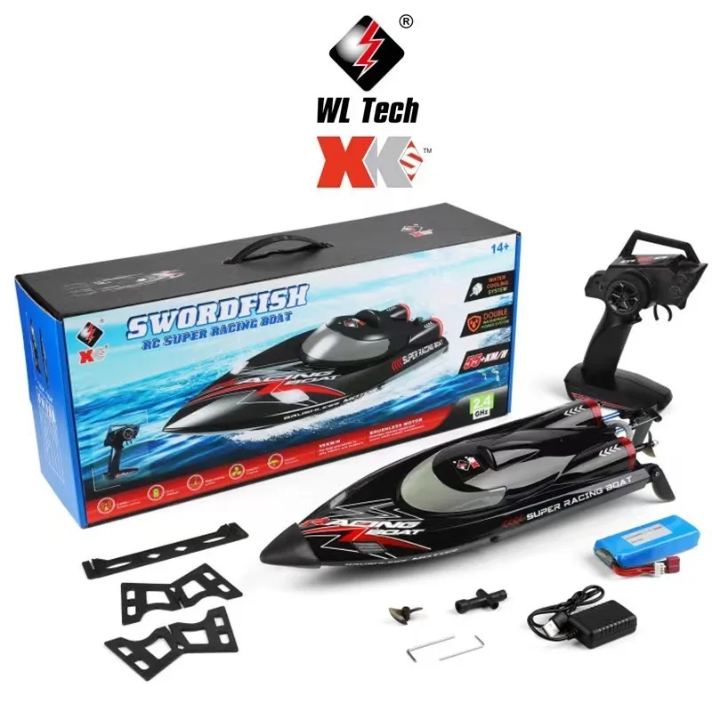 WLtoys Brushless RC Boat High Speed Racing Ship with LED Anti-Capsize Design Low Battery Alarm Remote Control Speedboat Toy