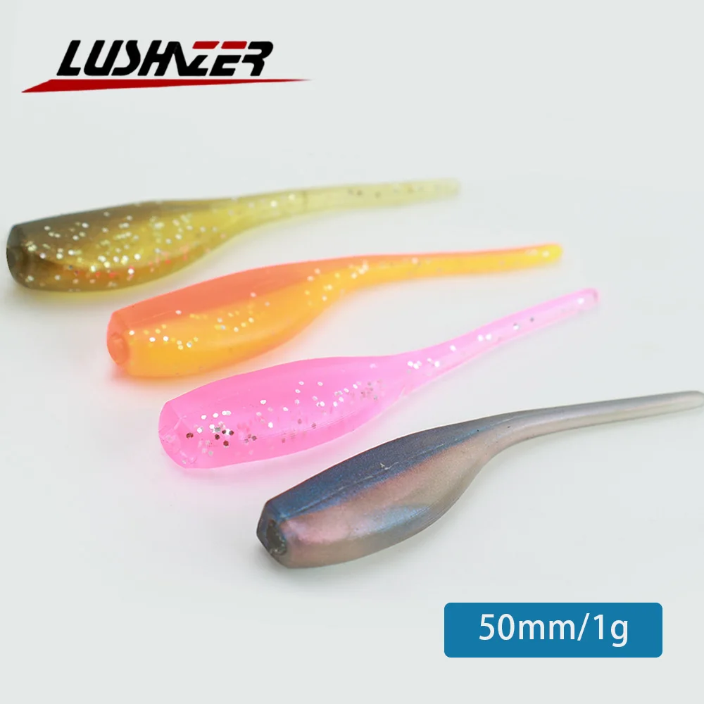 LUSHAZER 20/40pcs Fishing bait Larva Soft Lure 50mm Fishing bait For Bass High Elasticity Pesca Artificial Fishing Lures