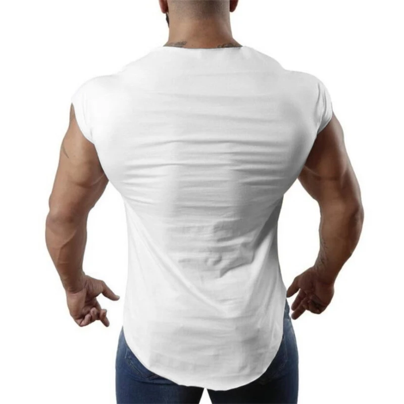 Camiseta sin mangas de algodón para hombre, chaleco transpirable sin mangas para gimnasio, culturismo y Fitness, Camiseta ajustada de 0 cuello