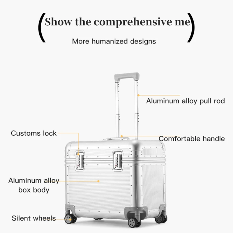 Aluminum-Magnesium Alloy Trolley Case 20-inch Carry-on Luggage 22-inch Suitcase 18-inch Travel Case