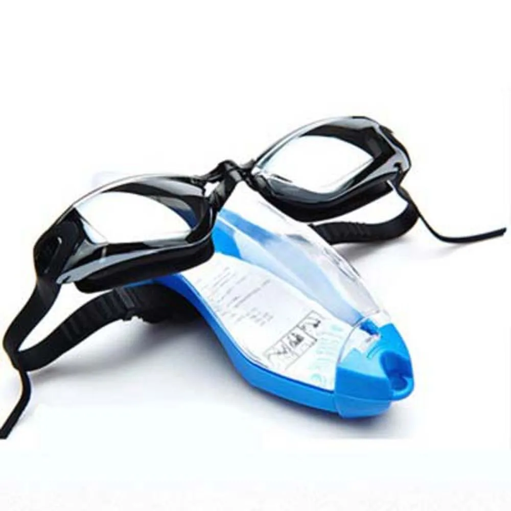 

Водонепроницаемые очки для плавания при близорукости, ослепительные цвета, гальванические очки для плавания с затычками для ушей, HD линзы, большая оправа