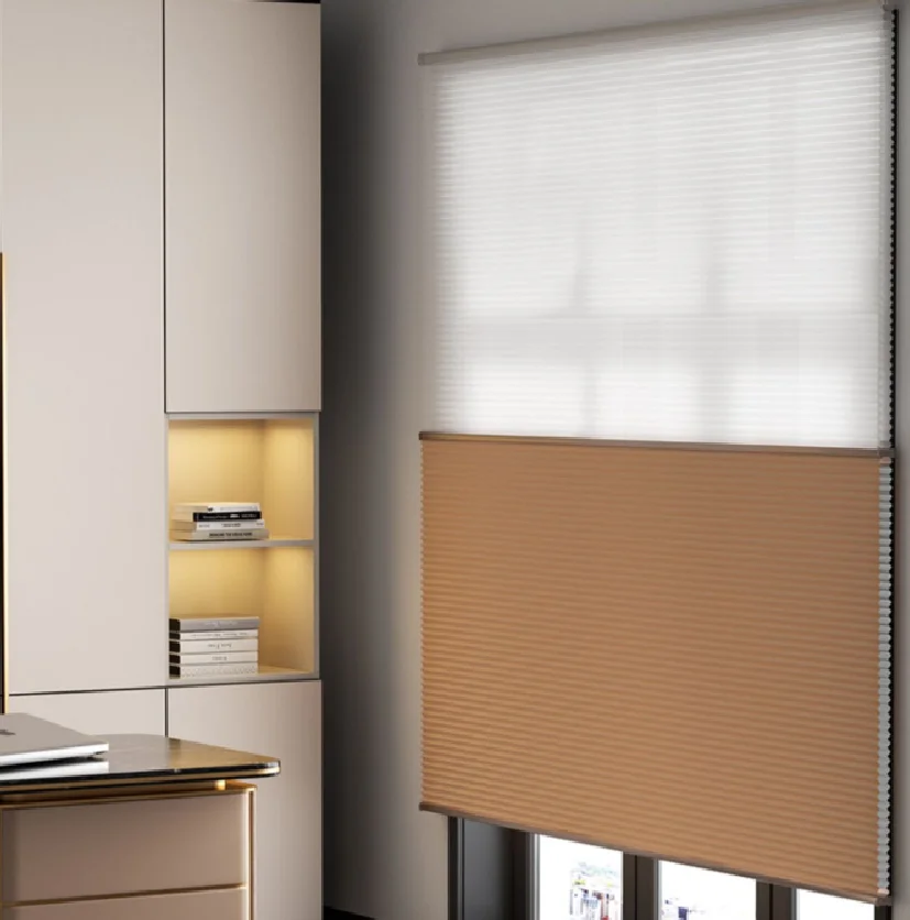 Smart Day Night Honeycomb Blinds - Blackout & Sheer Dual Layers. Adjustable Top Down Bottom Up Operation for Ultimate Privacy
