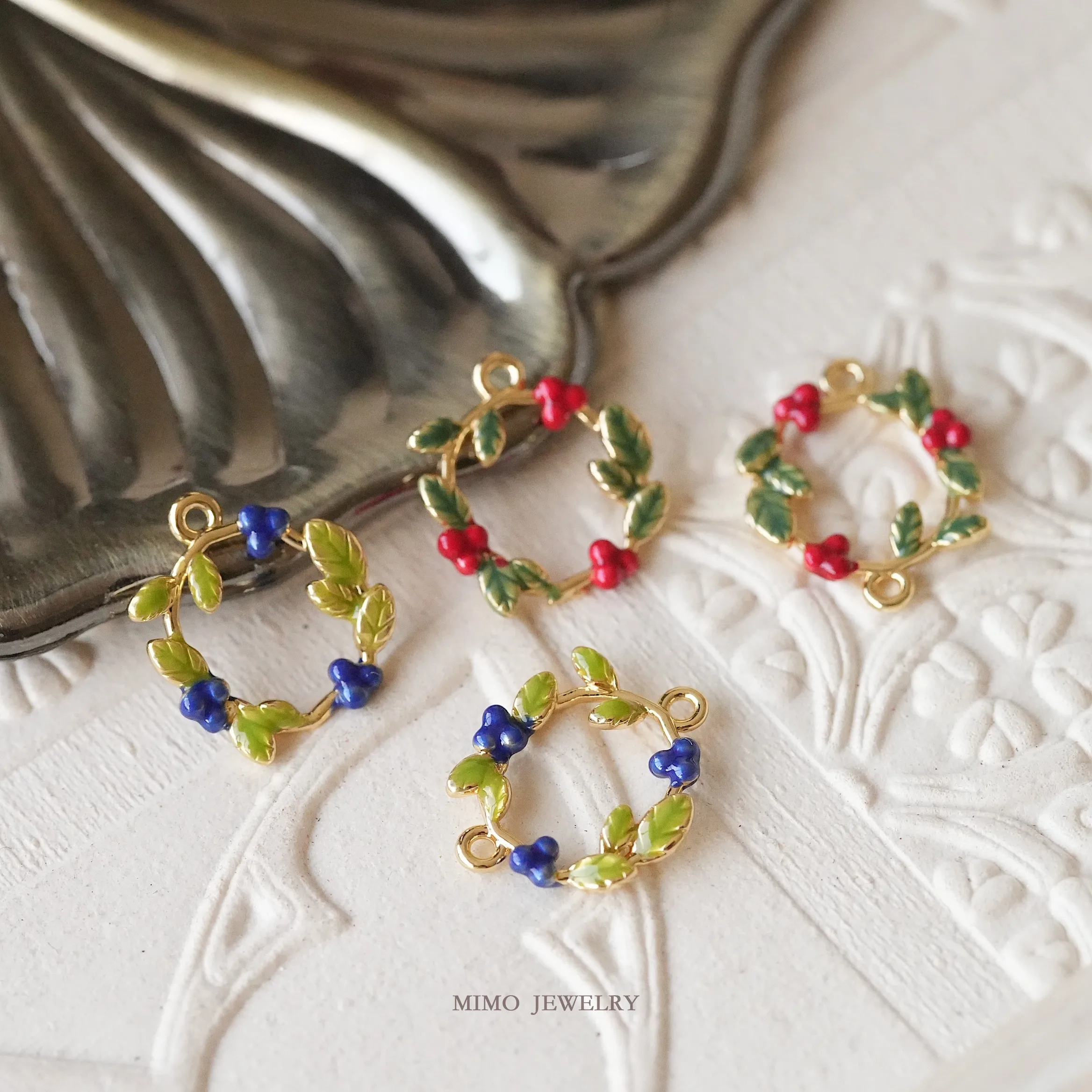Atmosphere Berry Wreath Single Hanging Double Hanging Charms Pendant Supplies DIY Hand Brass Gold Plated Accessories