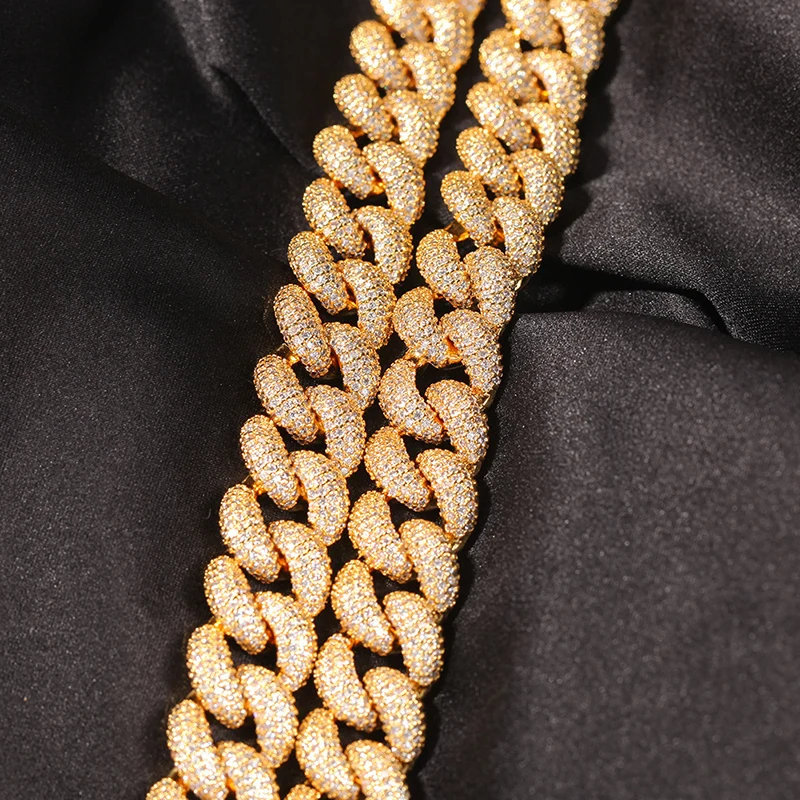 

Цепочка-колье в стиле хип-хоп с полным покрытием из фианитов, 14 мм, массивная, круглая, кубинская, для мужчин, рэперские украшения, золотистого и серебристого цвета