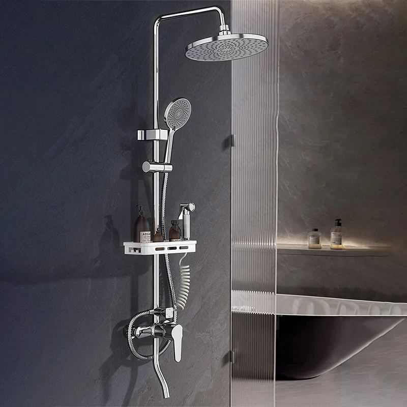 

Массажная душевая система высокого давления, регулируемый по высоте душевой набор, домашний душ для купания, ручная насадка для душа, комплект для душа в ванной комнате