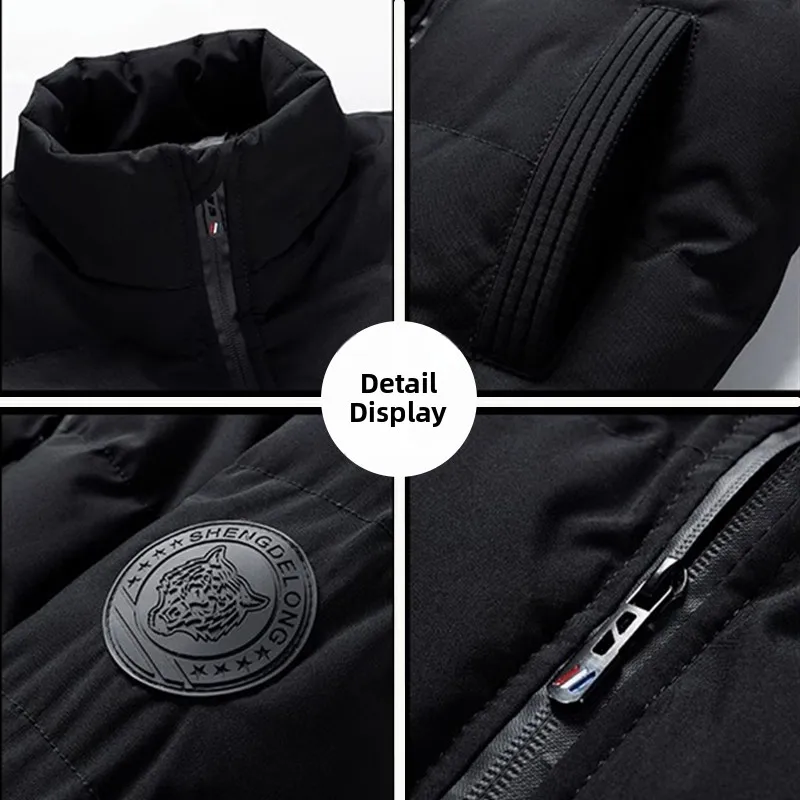 

Men's Thiened down Cotton Jaet Stand Collar Windproof Warm Outerwear Faion Urban Busin Casual Long Sve Zipper