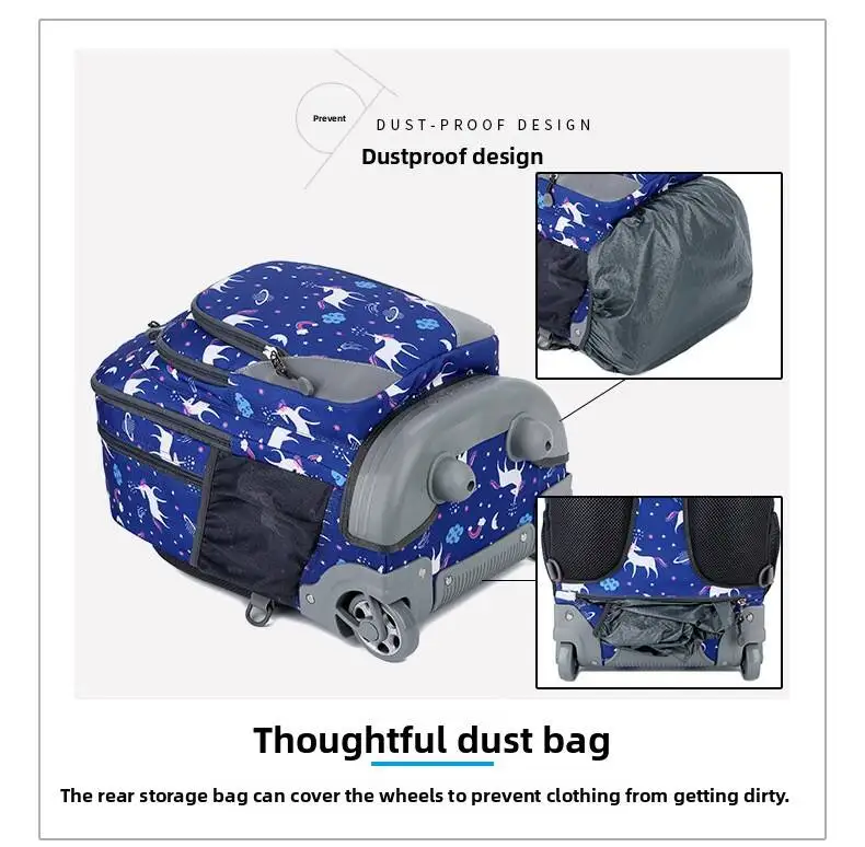 Weishengda Dual-Use Backpack With Pull Rod For Primary And Secondary Schools, Spine Protection, Weight Reduction, Large