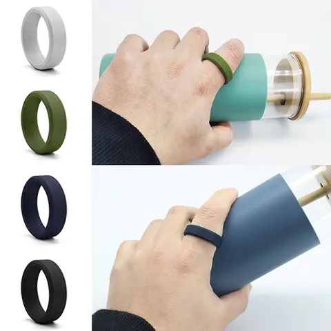 ผู้ชายอินเทรนด์หมั้นยางซิลิโคนแหวนนิ้วกีฬากลางแจ้งต้านเชื้อแบคทีเรียทนทาน Hypoallergenic แหวนคลาสสิก