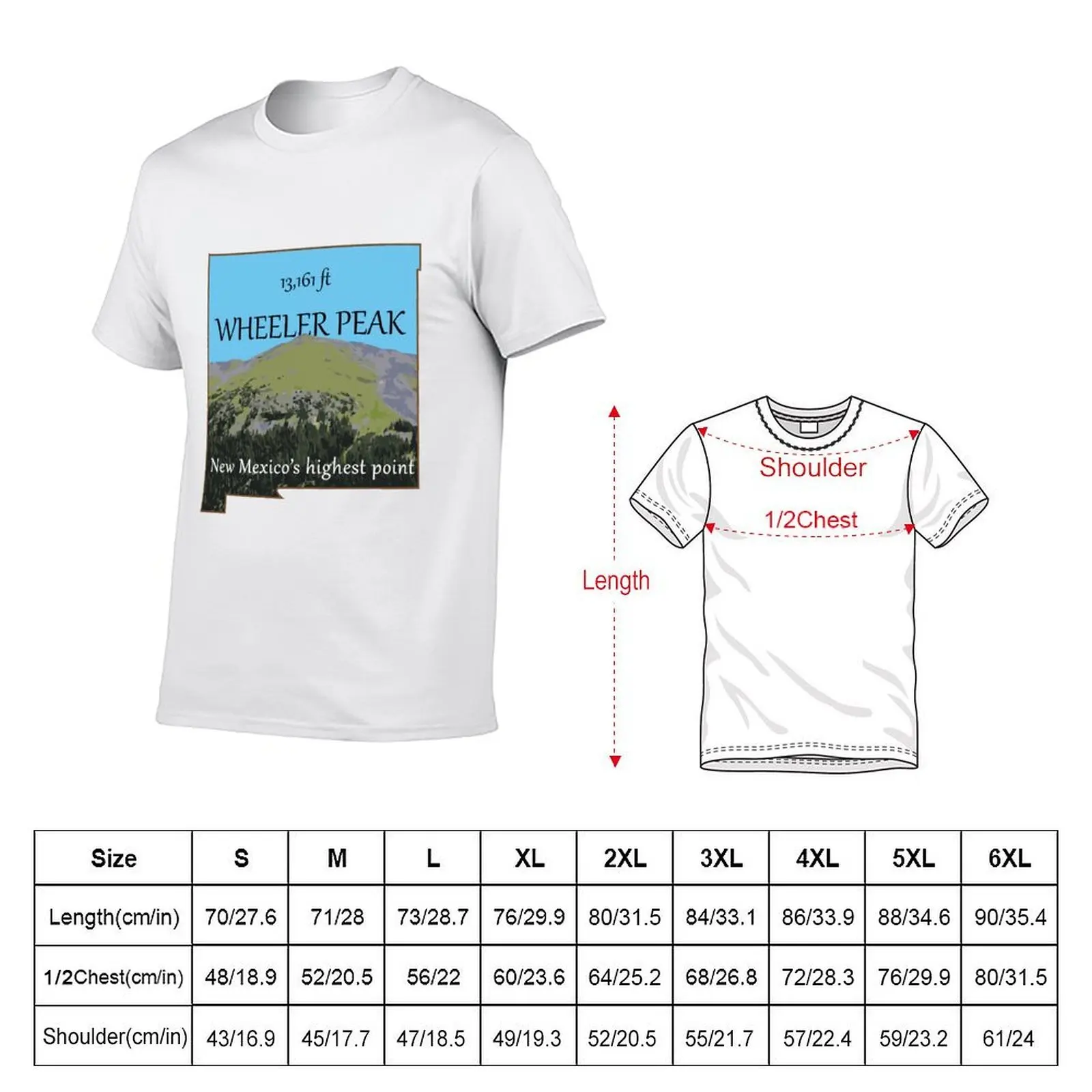 New Mexico's Wheeler Peak illustration T-Shirt funny t shirts man cotton t shirt man T-Shirt