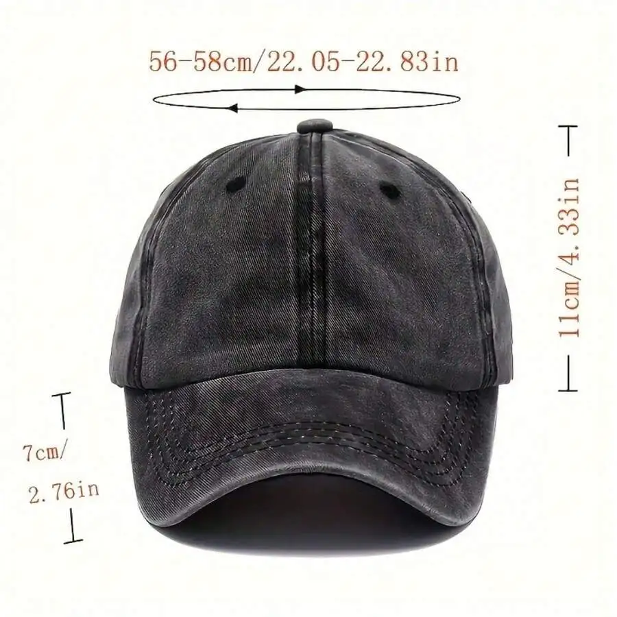 

Vintage Distressed Cotton Baseball Cap With Printed Design Unisex Casual Sun Hat For Outdoor