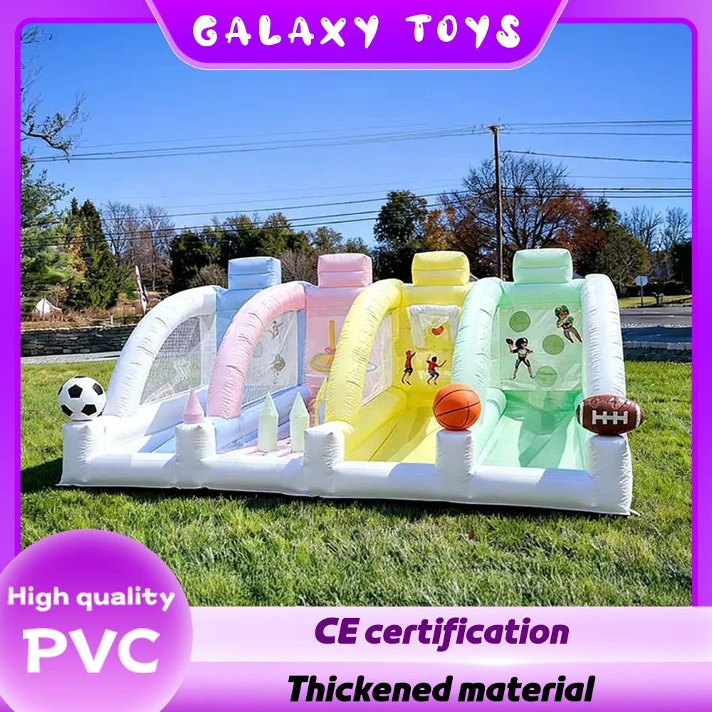 

2026 New Design 4-in-1 Inflatable Carnival Game with Soccer and Basketball, Easy Setup Commercial Outdoor Activity for Kids