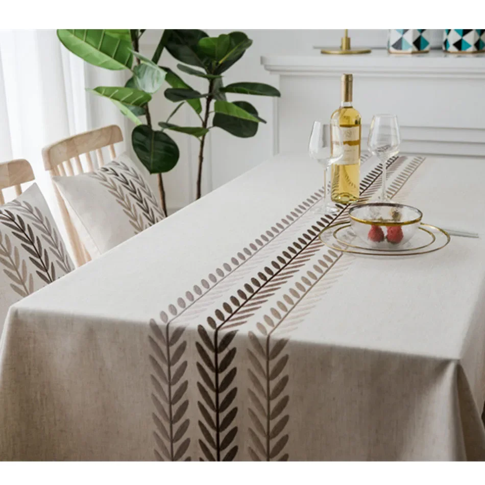 Embroidery Anglicanum Tassel Tablecloth, Cotton Linen Dust Proof Table Cover, for Kitchen Dining Room,Home Party Tabletop Decor