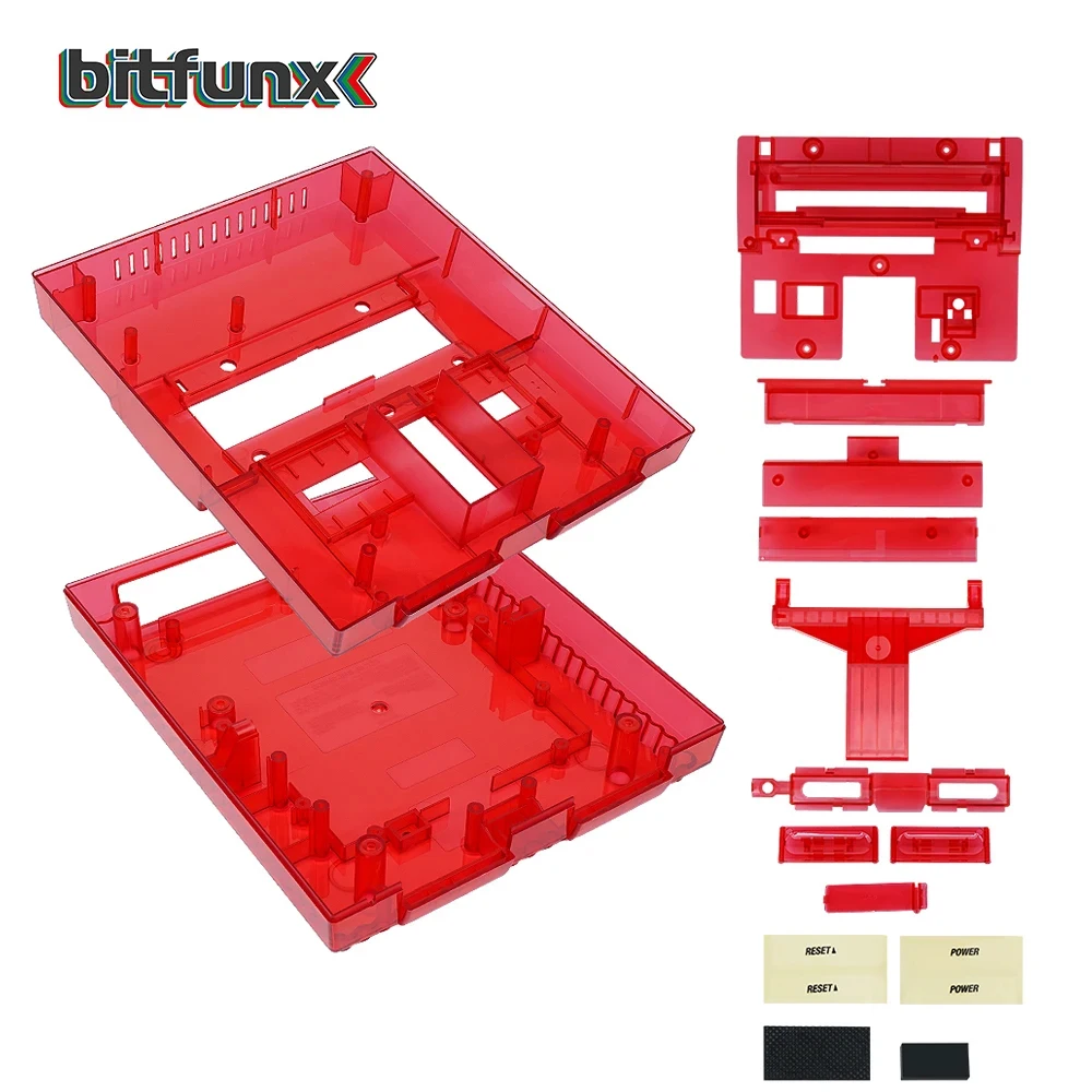 Bitfunx SNES Wymienna obudowa Przezroczysta obudowa do konsoli Nintendo SNES SFC Wersja amerykańska Retro Półprzezroczysta czerń