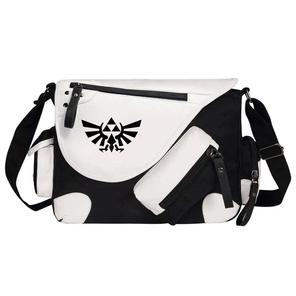 Vrouwen Canvas Casual Rits Heren Schoudertas Zeldas Wing Prints Crossbody Tassen Tieners Schooltassen Messenger Bag