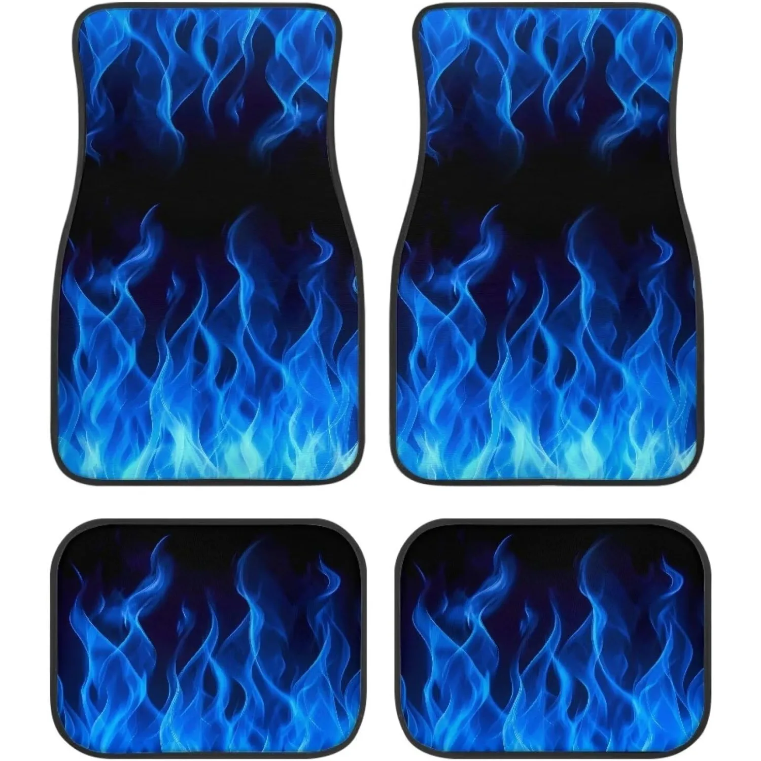 Blue Flame Car Floor Mat Full Set 4pcs Floor Mats Rubber Backing Anti-Slip Universal Fit SUV Truck Vehicles All Weather Protecti