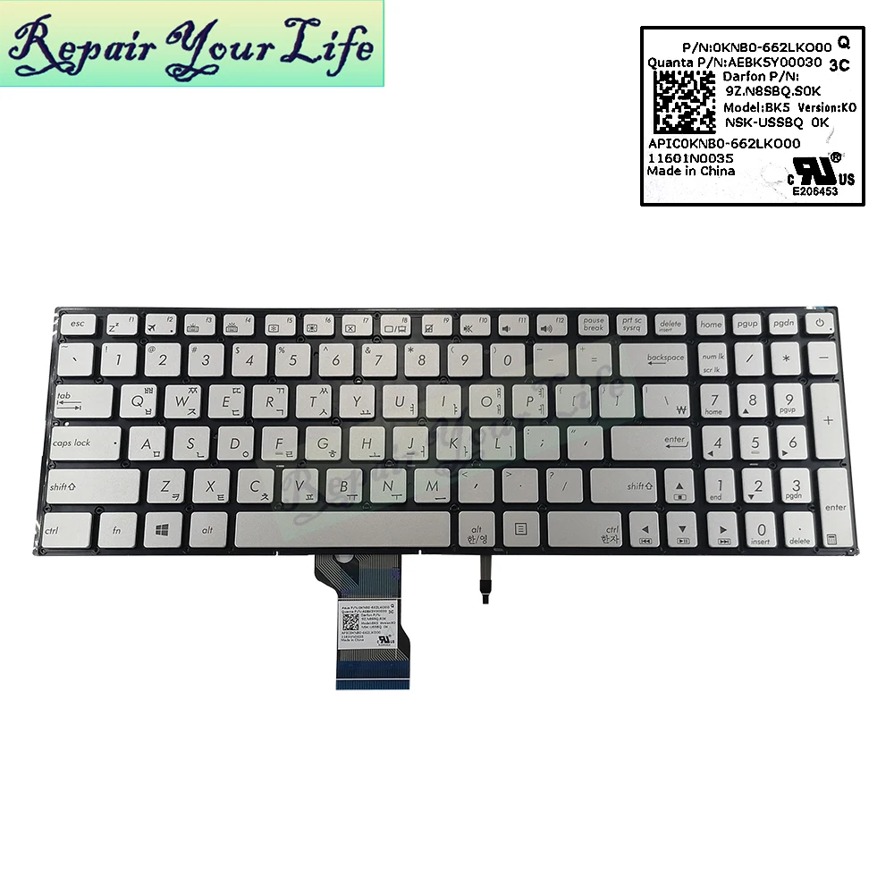 WB AF US Spanish Korean Backlit Keyboard for Asus N501V N501VW UX501V UX501VW Laptop, 0KNB0-662LSP00 662LWB00 662LAF00 662LKO00