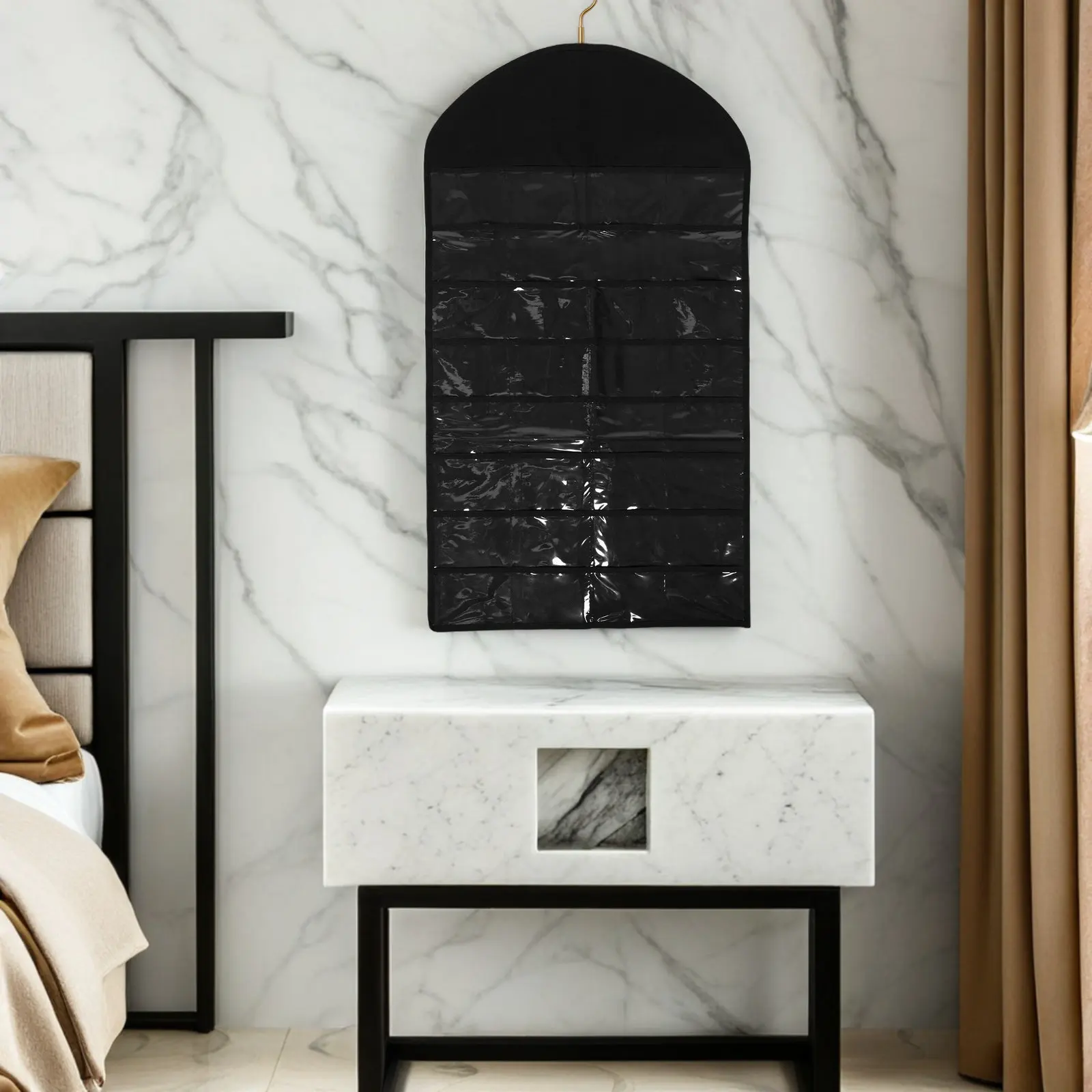 3Pcs Dual-Sided Jewelry Organizer Hanging Bag 32 Pockets 18 Hook Loops Closet Door Storage Travel Organizer for Necklaces