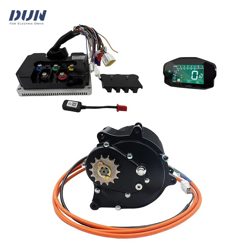 High Speed QS138 70H 3000W V3 100kmh PMSM Mid-Drive Motor with Fardeive ND72680 Controller and DKD Display Speedometer Kits