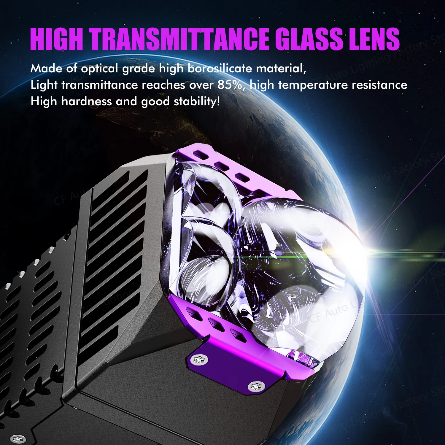 

CF 1.6 Inch Triple Beam LED Projector Lens Spotlight 6000LM White Light Auxiliary Driving Fog Light Universal Car LED Lens Lamp