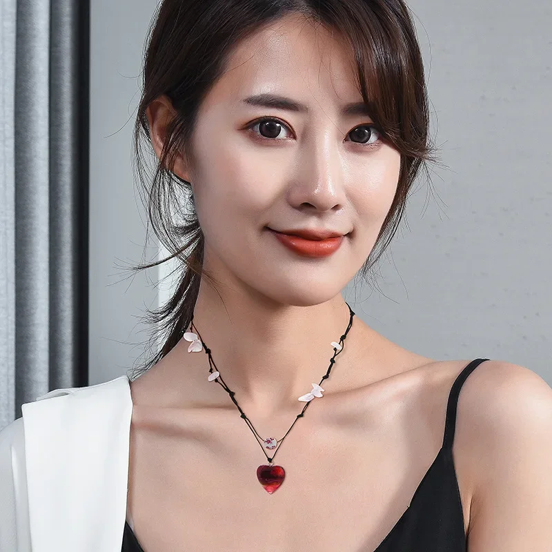 여성을 위한 새로운 소녀 연인 구슬 목걸이, 여름 하트 쇄골 체인