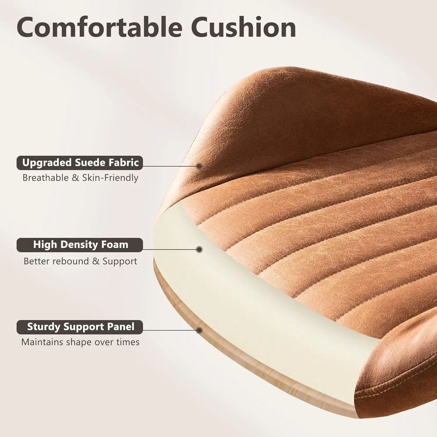 Century Modren Office Chair - Leather Brown Executive Chairs Ergonomic High Back with Lumbar Support, Swivel Computer Desk Task