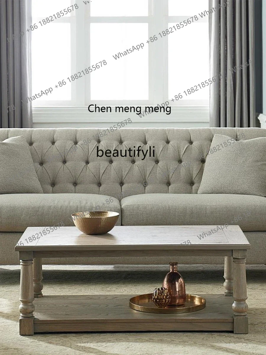 

E153 American-Style Solid Wood Coffee Living Room Rectangular Coffee Table Log Simple Balcony Small Table