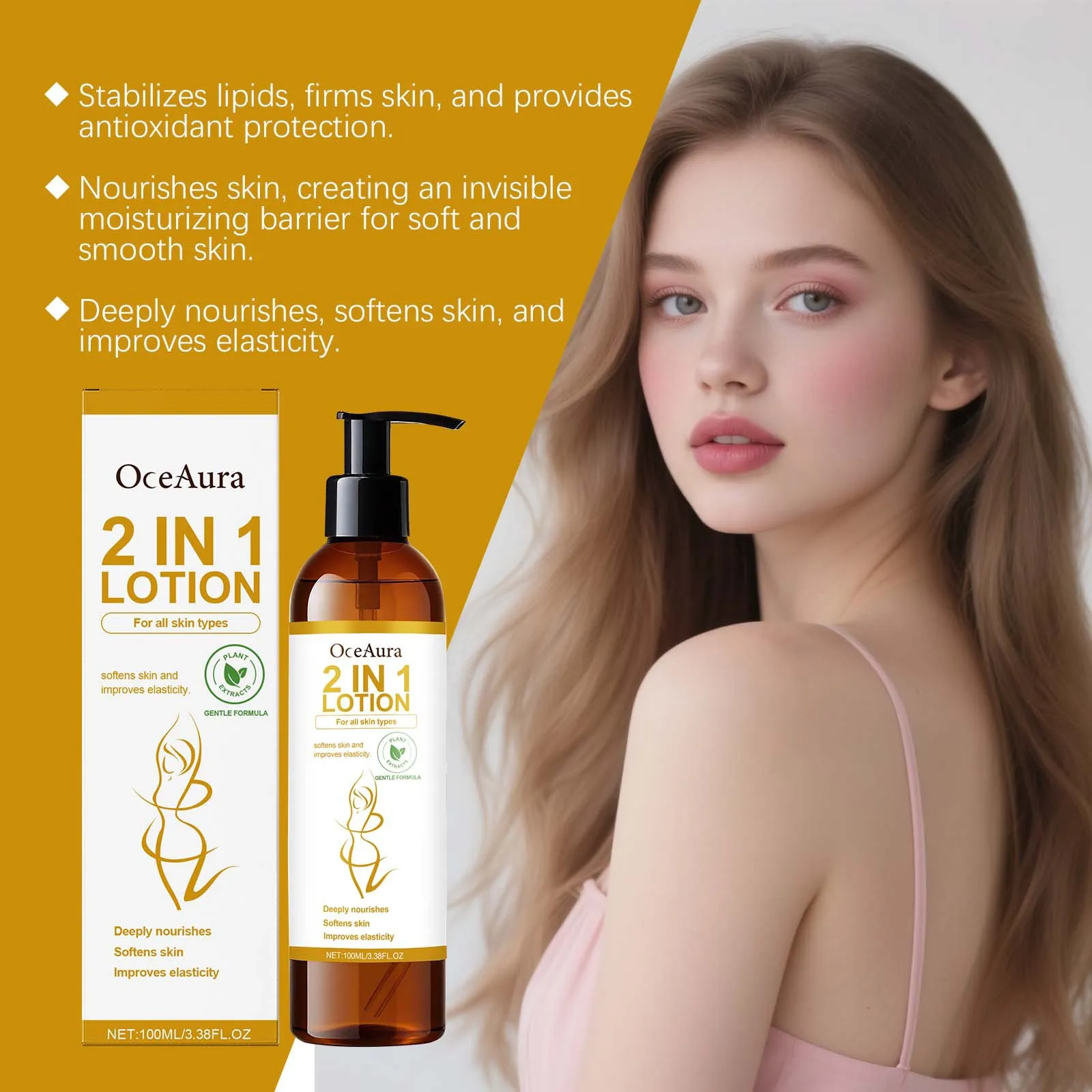 

OCEAURA Lemon Body Lotion Improve Relaxation Enhance Elasticity Deep Hydration Relieve Discomfort Massage Skin Body Sooth Lotion