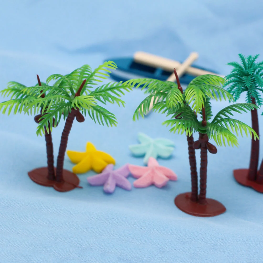 12 Pcs Dollhouse Toys Fake Trees Miniature Plants Faux Lifelike Palm Model Diorama Accessories Models