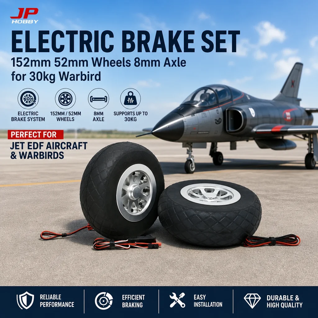 JP Electric Brake Set 152mm 52mm Wheels 8mm Axle for 30kg Warbird