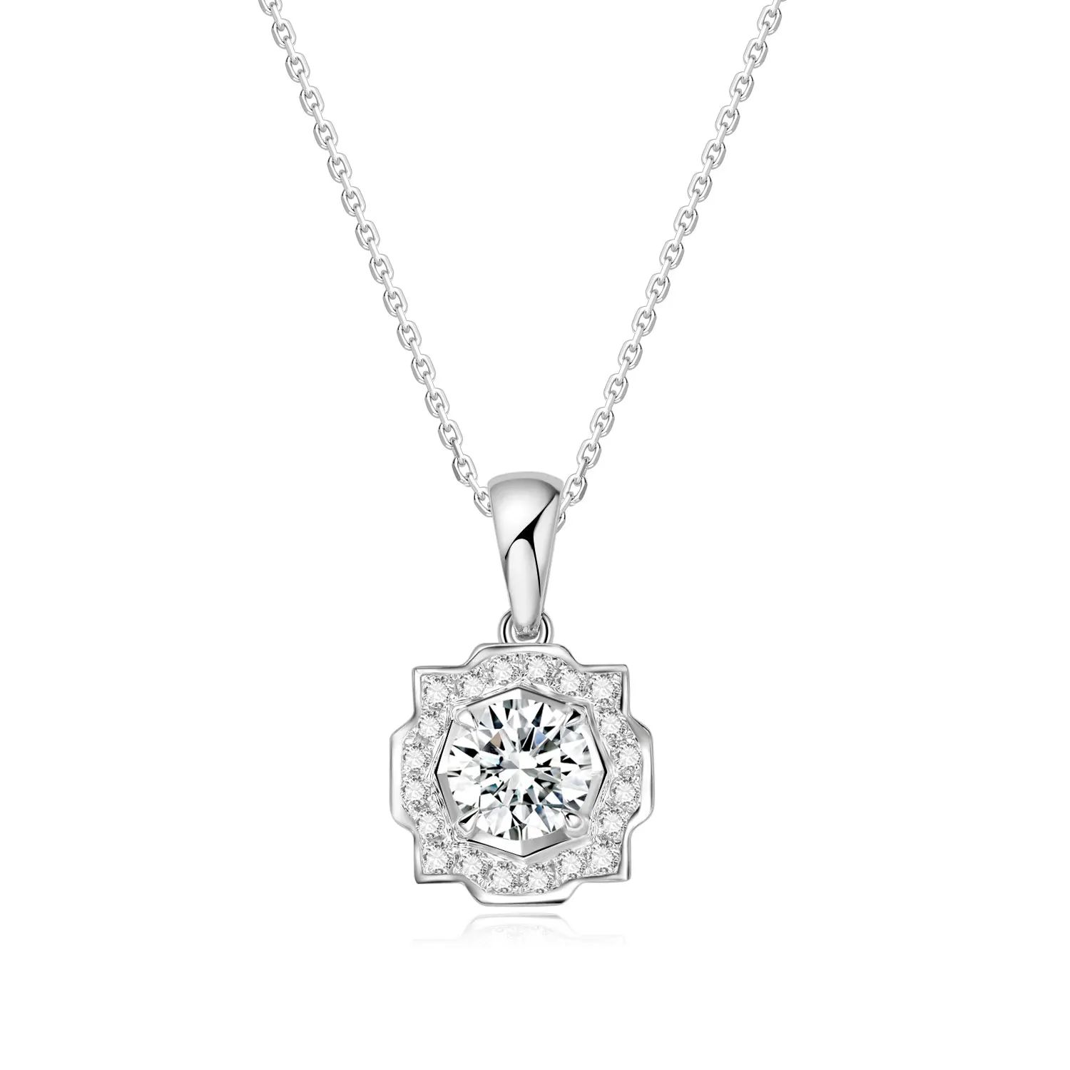 0.5/0.6/1ct NGIC/NGTC Certificated Lab Grow Diamonds Pendant Design Flower Elegant 18K White Gold Necklace Pendant