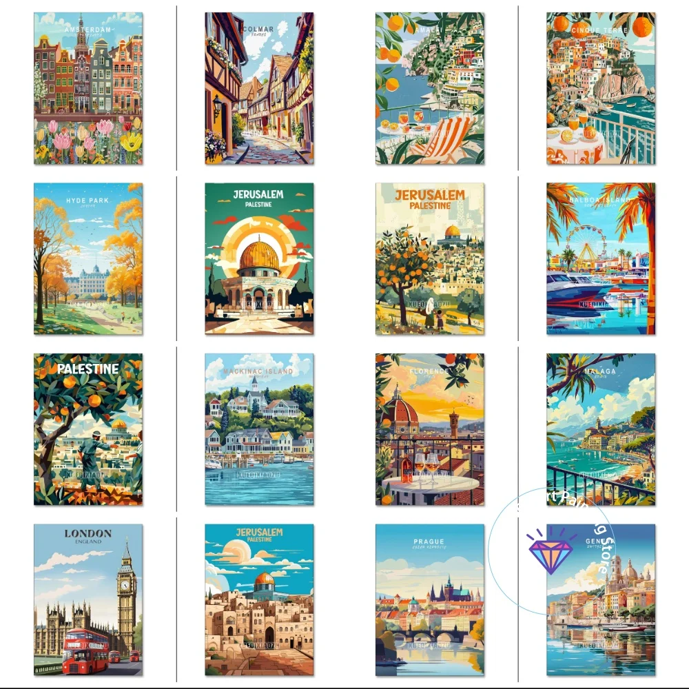 

New London Street View AB Diamond Painting Kit Square Round Diamond 5D DIY Cross Embroidery Handmade Art Adult Gift Home Decor