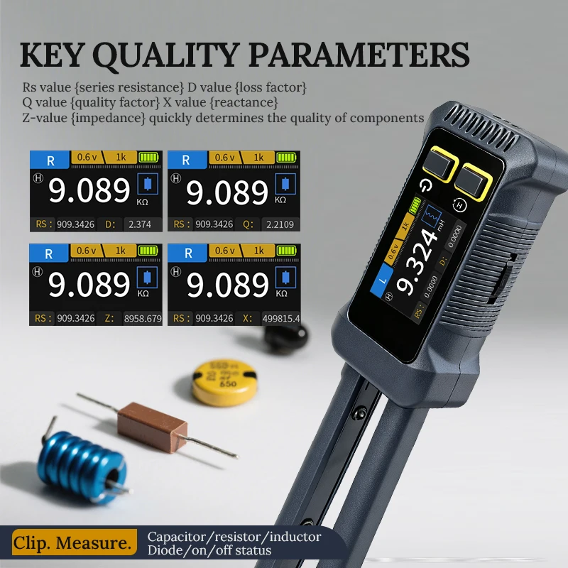 JD 1795 Smart SMD LCR Bridge Tweezer Meter 100Hz-10kHz ESR Tester for Capacitor Inductor Resistance Diode Circuit Debugging Tool view 3