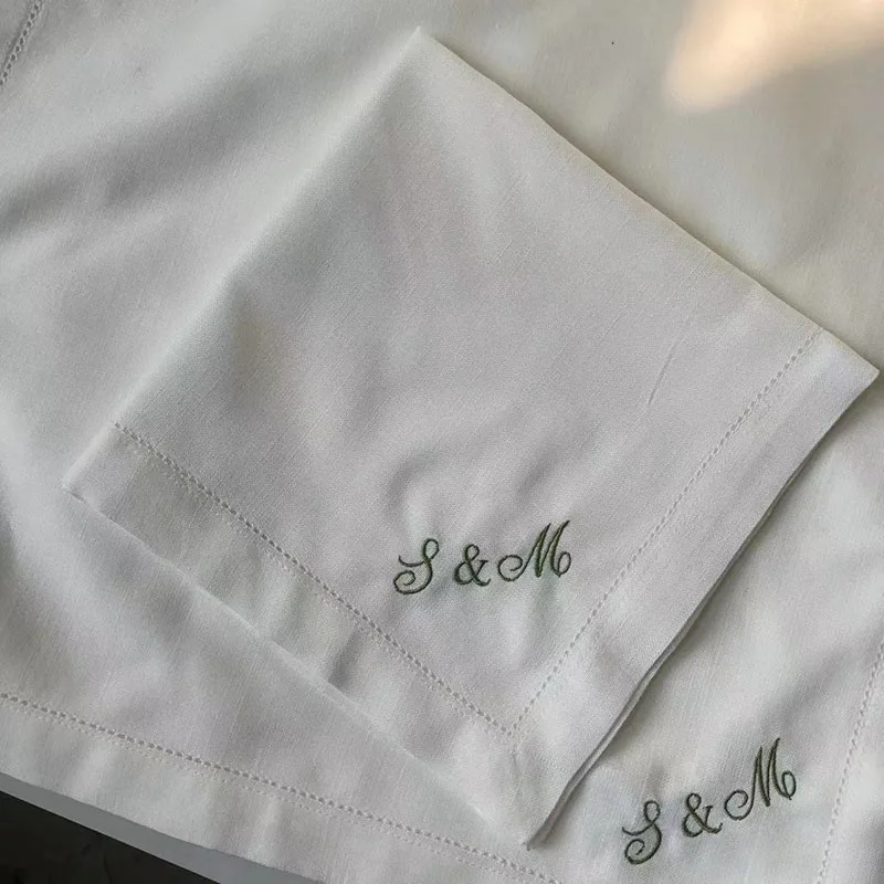 Personalized Letters Custom Embroidered Napkins Wedding Party Home Kitchen Accessories