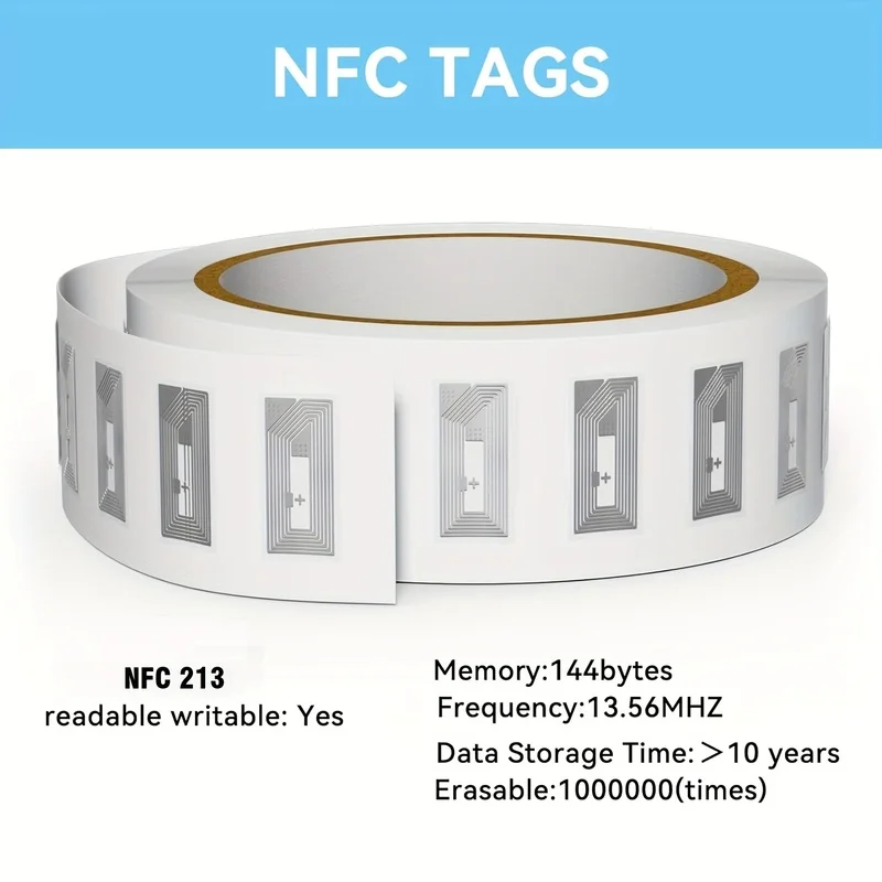 NTAG213 NFC Tags Rewritable Adhesive Transparent Labels for Inventory Tracking Product Identification Smart Shelves System