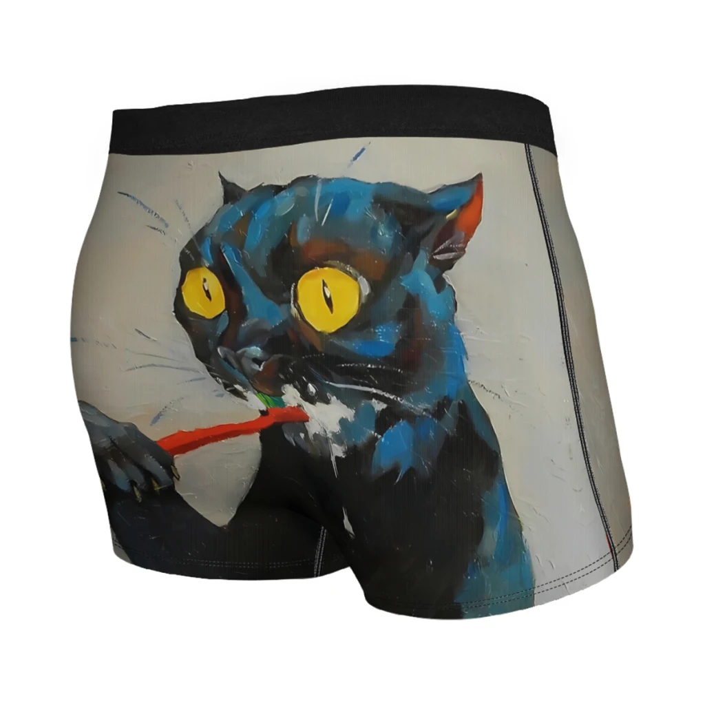 Cat Meme Funny Brushing Teeth Underpants Homme Panties Men's Underwear PrintShorts Boxer Briefs