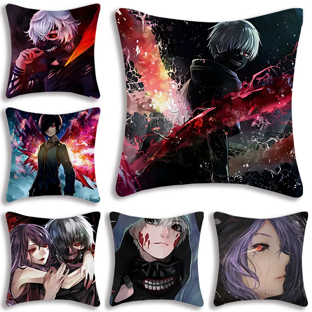 

Tokyo Ghoul Anime Pillow Covers Cartoon Sofa Decorative Home Double-sided Printing Short Plush Cute Cushion Cover