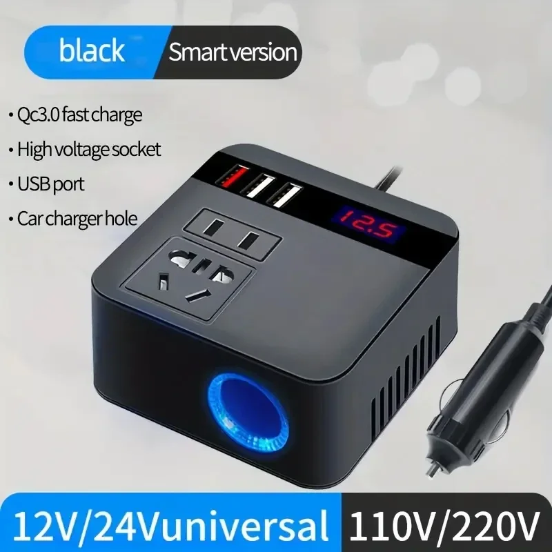 1 PC Inverter montato su veicolo nero universale 12v/24V a 110v/220V convertitore di alimentazione multifunzionale