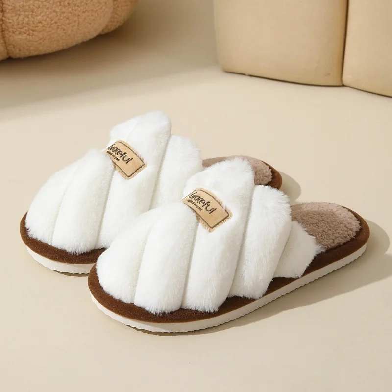 2026 Winter Warm Plush Women Soft Slippers Men Indoor Non-slip Warm Sandals Couples Comfort Flat Heel Indoor Bedroom Slides