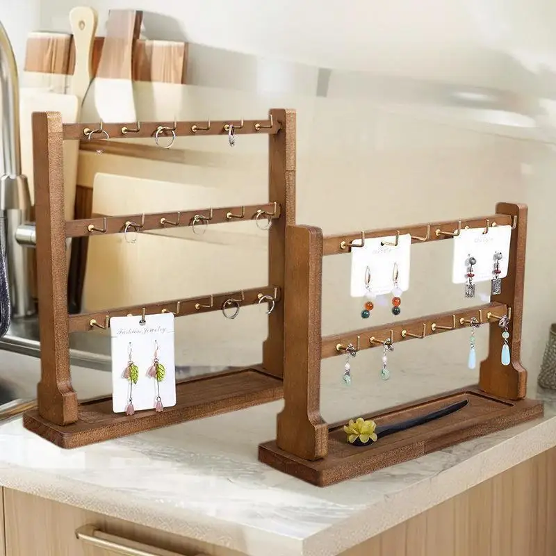 

(Лето6)Деревянная подставка для ювелирных изделий, ожерелье, браслет, держатель для ключей, крючок, стеллаж для хранения, серьги, булавка, держатель для броши, подставка-органайзер