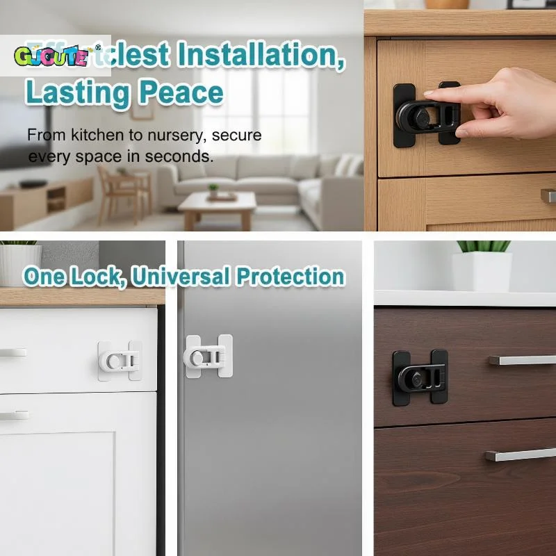 2PCS Refrigerator Lock Baby Child Safety Lock - Fast And Easy Adhesive Cabinet Drawer Lock Mult
