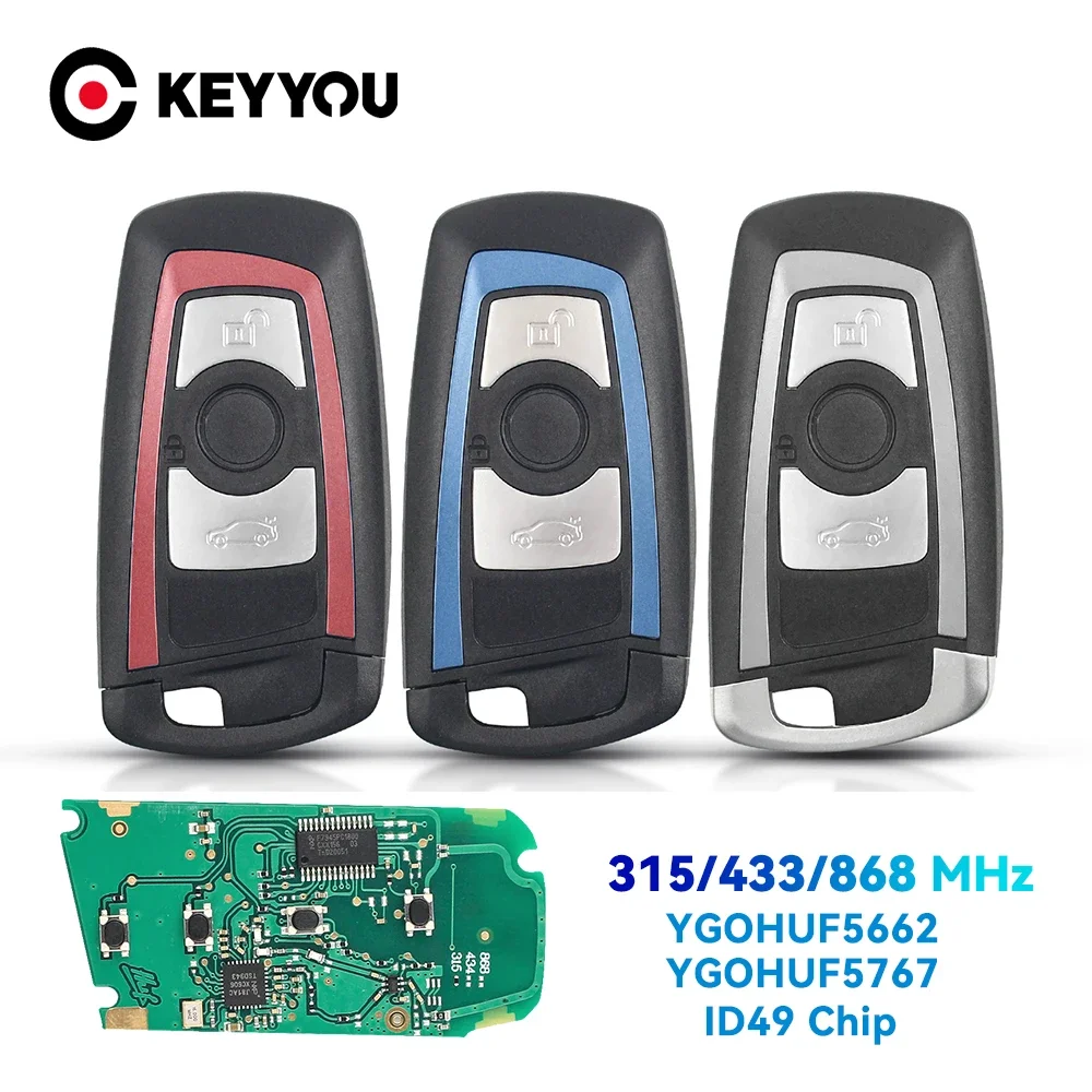 KEYYOU HUF5662 HUF5767 HUF5661 Car Remote Key ID49 Chip for BMW F 3 5 7 Series X5 X6 F20 F22 F30 CAS4 CAS4+ FEM 315/434/868MHz