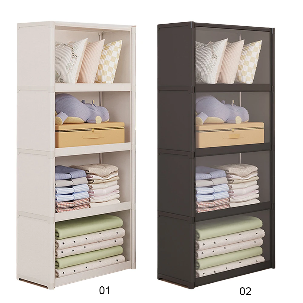 رف تخزين متعدد الطبقات، خزانة ملابس مقاومة للغبار، متعددة الوظائف مع ستائر، خزانة منظم ملابس محمولة مقاومة للغبار #3