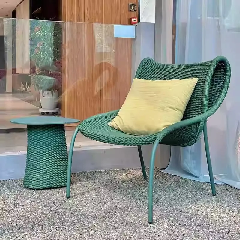 Outdoor courtyard rope chair three-piece sofa chair villa balcony terrace rocking chair leisure chair rattan coffee table