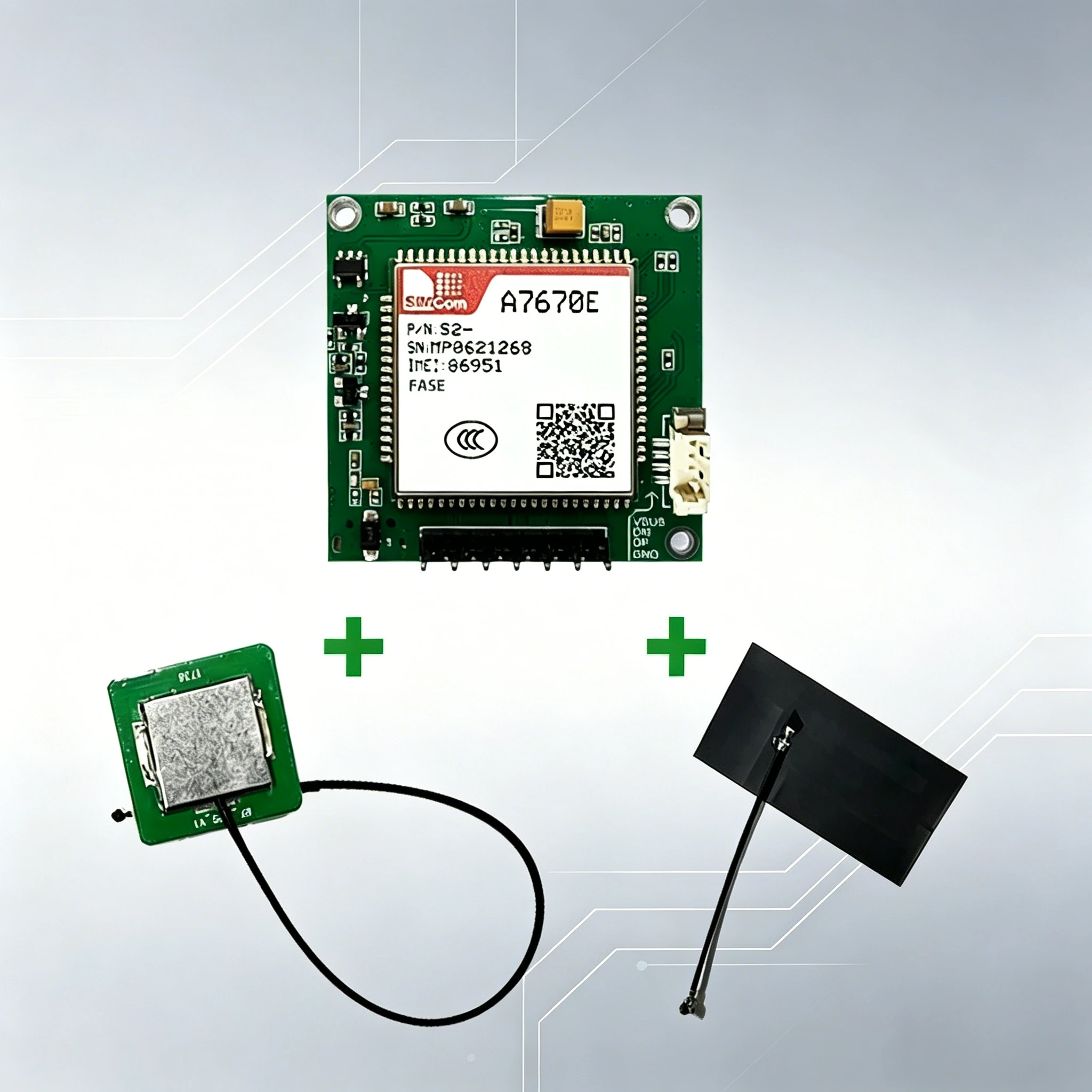 simcom-lte-cat1-4g-2g-voice-bt-gnss-a7670e-dd-mcore-a7670e-fase-サポート-gps-コアボード、4g-fpc-gps-アンテナ付き