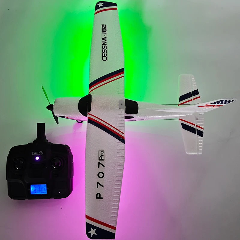 3CH RC Airplane 2.4G P707PRO Cessna Upgrade 1020 Motor 3D/6G Mode With LCD Display Night Light Fixed Wing Aircraft RTF Toys