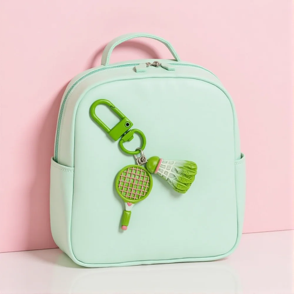 Simulation Multi-color Badminton Car Keychain Creative Colorful Badminton Auto Keyring Souvenir Gift Fashion Bag Hanging Pendant