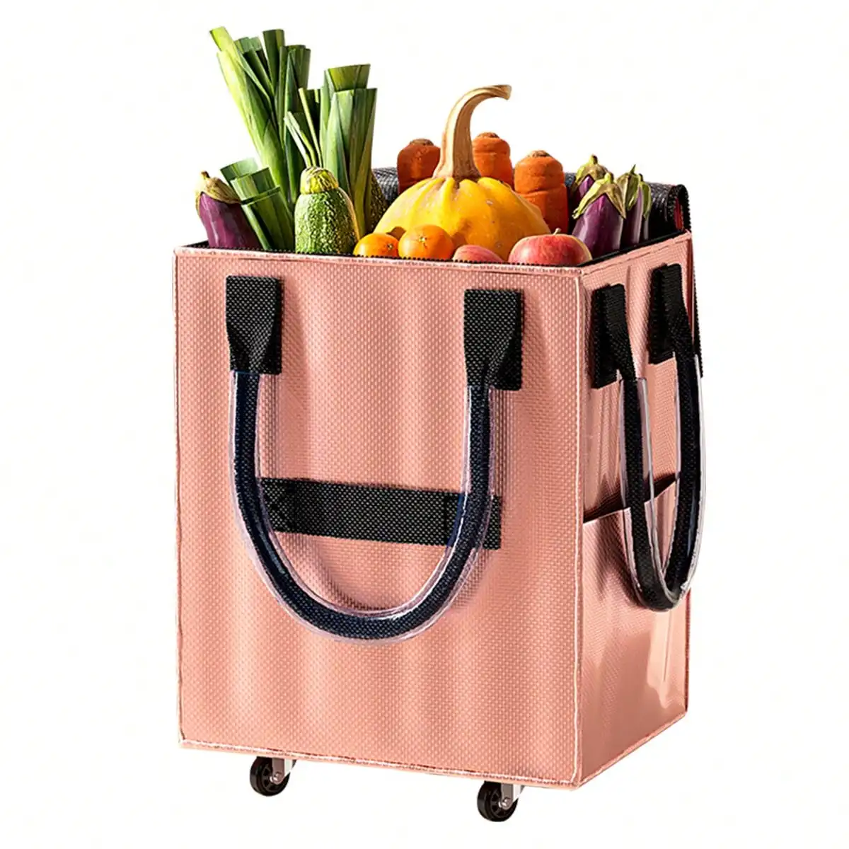 Rolling Grocery Shopping Tote with Wheels, Portable Large Capacity Wheel Bag, Duffle Travel Bag, for Market Travel