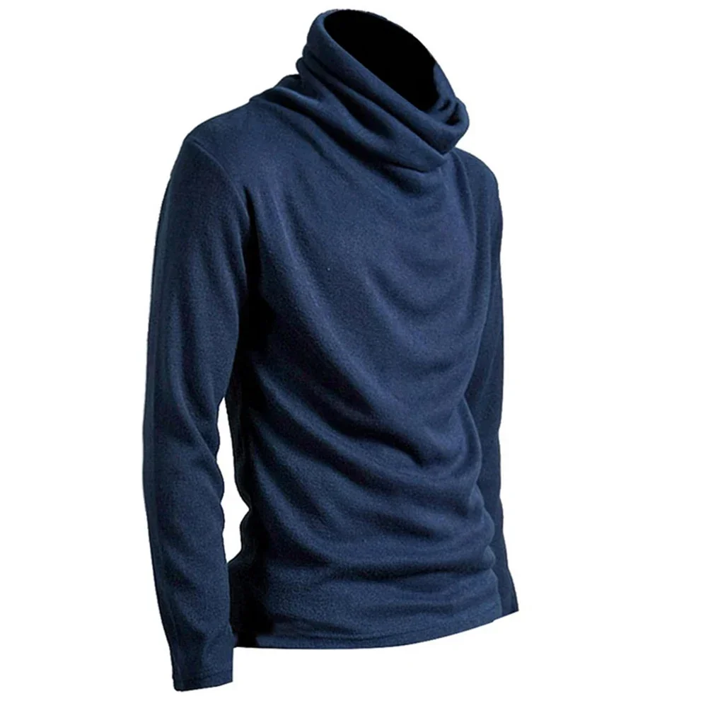 2025 New Men Fashion T Shirt Tees Slim Tops Male Stretch T-shirt Turtleneck Long Sleeve Tee Shirts High Collar Men's Cotton Tees