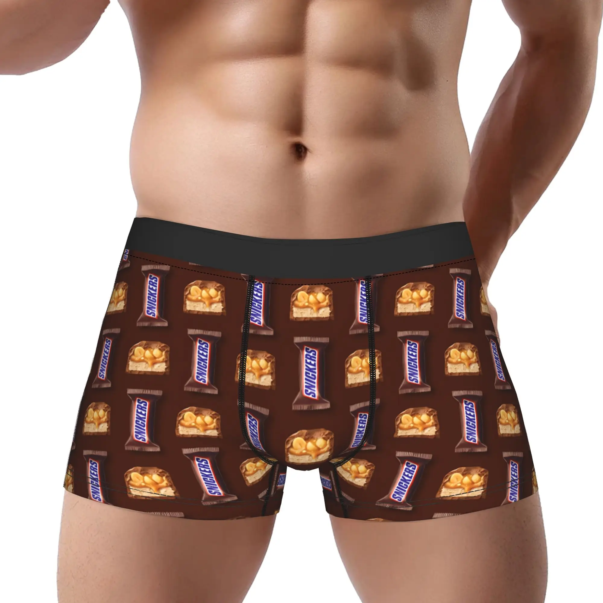 1 pieza de ropa interior The Peanut Chocolate S-Snickers, bragas transpirables, ropa interior para hombre, pantalones cortos cómodos